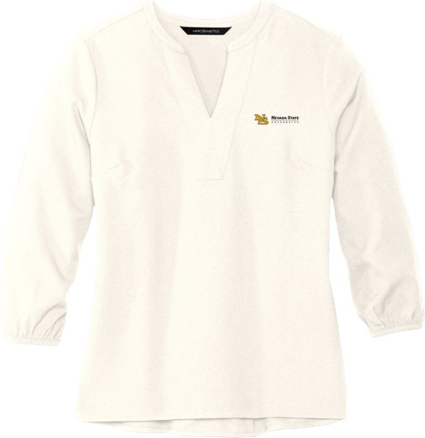 Nevada State Mercer + Mettle Womens 3/4 Sleeve Crepe Blouse NS Institutional Mark - ONLINE ONLY