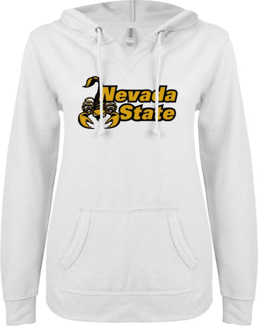 Nevada State ENZA Womens V Notch Raw Edge Fleece Hoodie Nevada State Scorpion - ONLINE ONLY